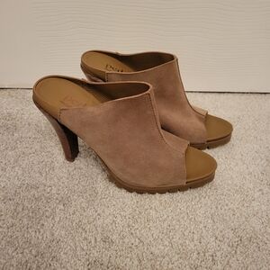 Pedro Garcia Peep Toe Tan Heeled Mules